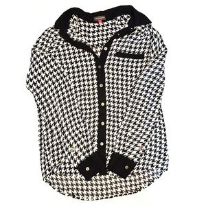 Vince Camuto Sheer Houndstooth Black White Top